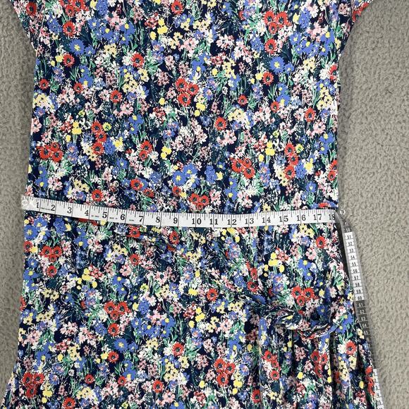 Lands End Dress Womens L Floral Tie Waist Colorful Soft Cotton Modal Stretch - Picture 12 of 14